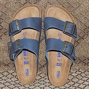 New Birkenstock Arizona in Steer Indigo nubuk leather soft beds EU39 US8-8.5